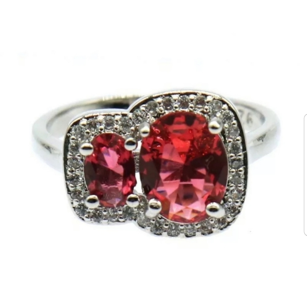 🌻 Vintage Rhodolite Garnet Silver Ring